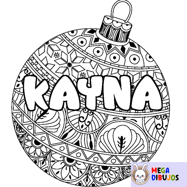 Coloraci&oacute;n del nombre KAYNA - decorado bola de Navidad
