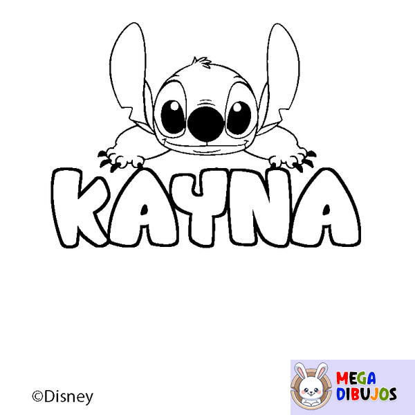Coloraci&oacute;n del nombre KAYNA - decorado Stitch