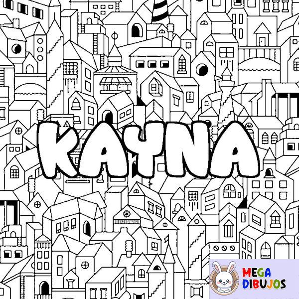 Coloraci&oacute;n del nombre KAYNA - decorado ciudad
