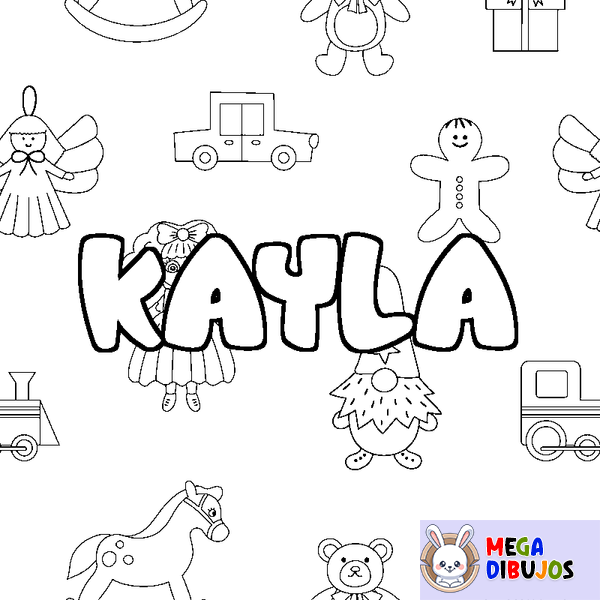 Coloraci&oacute;n del nombre KAYLA - decorado juguetes
