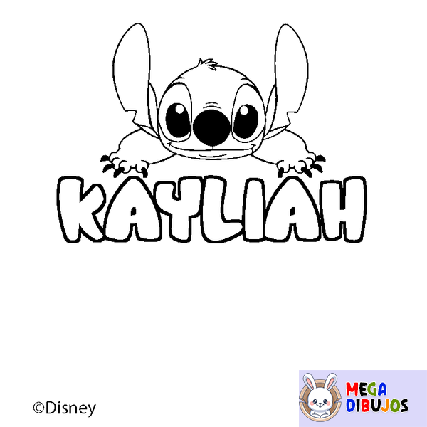 Coloraci&oacute;n del nombre KAYLIAH - decorado Stitch