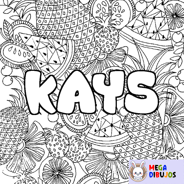 Coloraci&oacute;n del nombre KAYS - decorado mandala de frutas