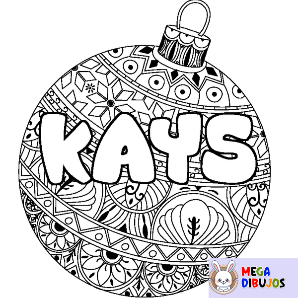 Coloraci&oacute;n del nombre KAYS - decorado bola de Navidad