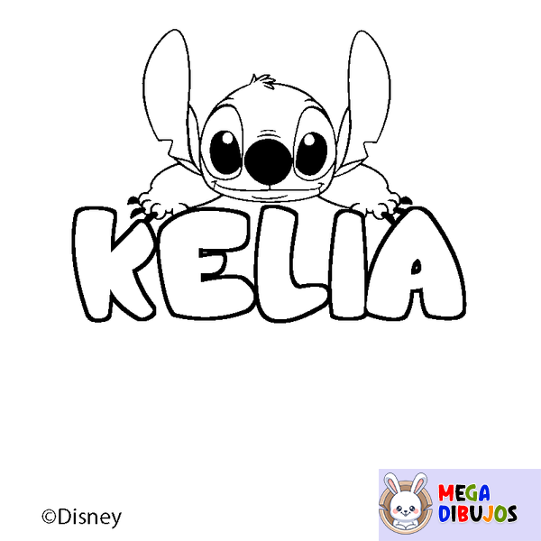 Coloraci&oacute;n del nombre KELIA - decorado Stitch