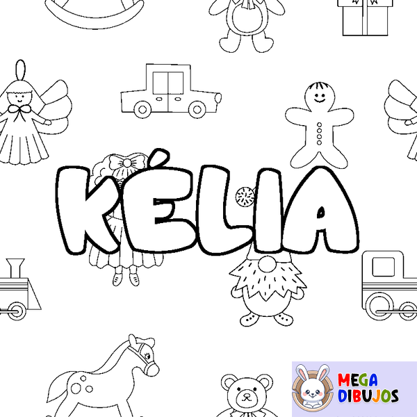 Coloraci&oacute;n del nombre K&Eacute;LIA - decorado juguetes