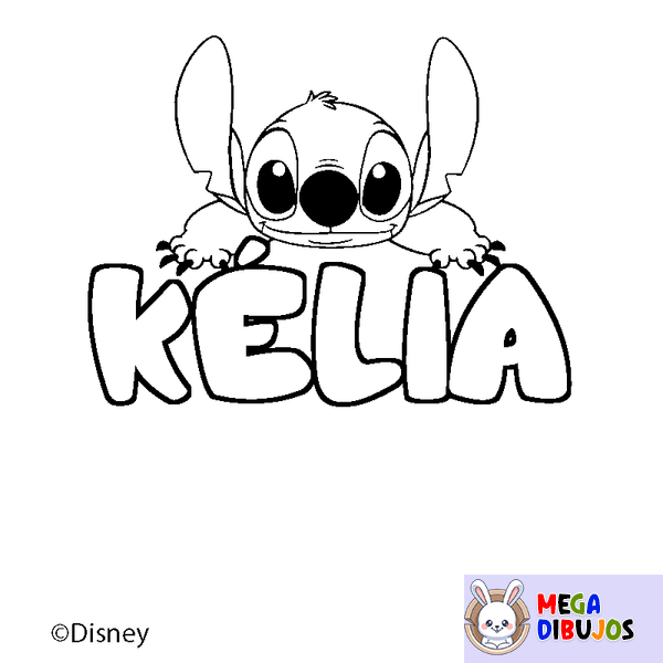 Coloraci&oacute;n del nombre K&Eacute;LIA - decorado Stitch