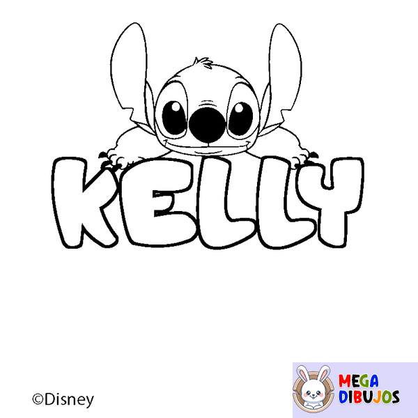 Coloraci&oacute;n del nombre KELLY - decorado Stitch