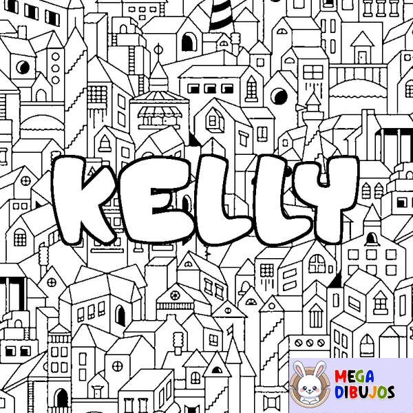 Coloraci&oacute;n del nombre KELLY - decorado ciudad