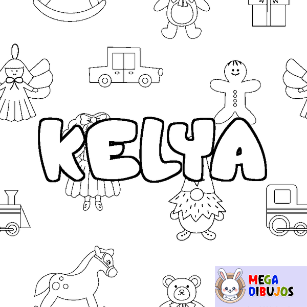 Coloraci&oacute;n del nombre KELYA - decorado juguetes