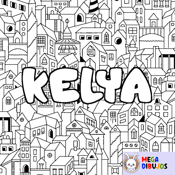 Coloraci&oacute;n del nombre KELYA - decorado ciudad