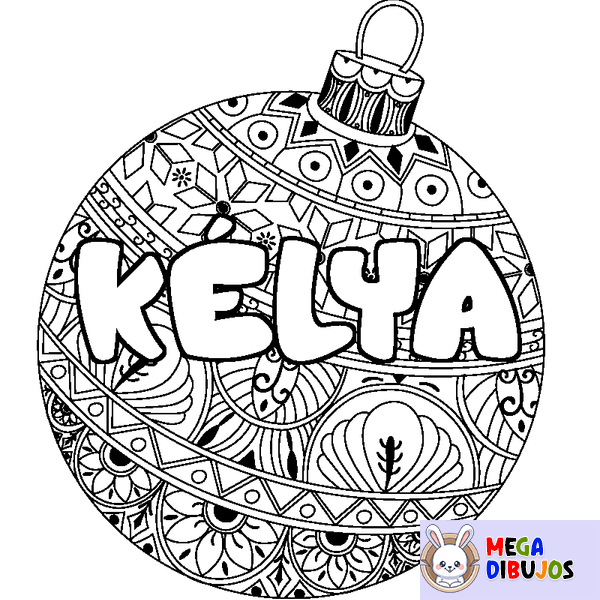 Coloraci&oacute;n del nombre K&Eacute;LYA - decorado bola de Navidad