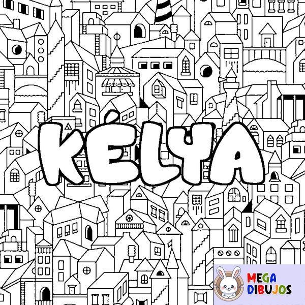 Coloraci&oacute;n del nombre K&Eacute;LYA - decorado ciudad
