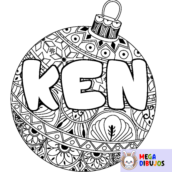 Coloraci&oacute;n del nombre KEN - decorado bola de Navidad