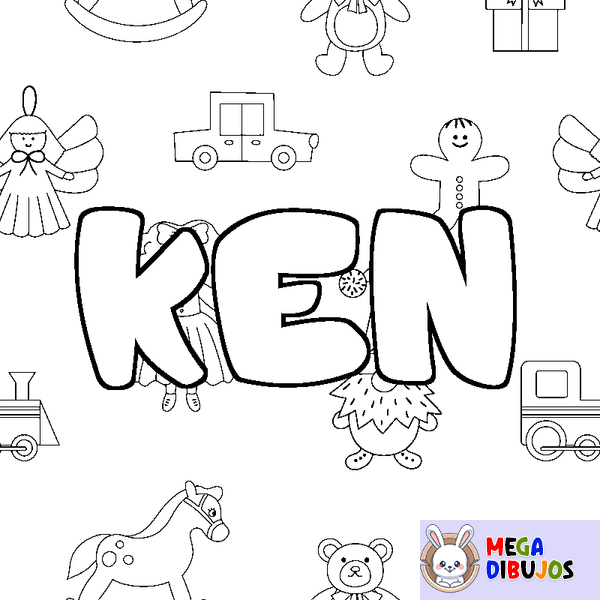 Coloraci&oacute;n del nombre KEN - decorado juguetes
