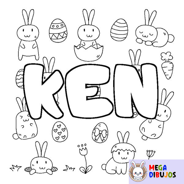 Coloraci&oacute;n del nombre KEN - decorado Pascua