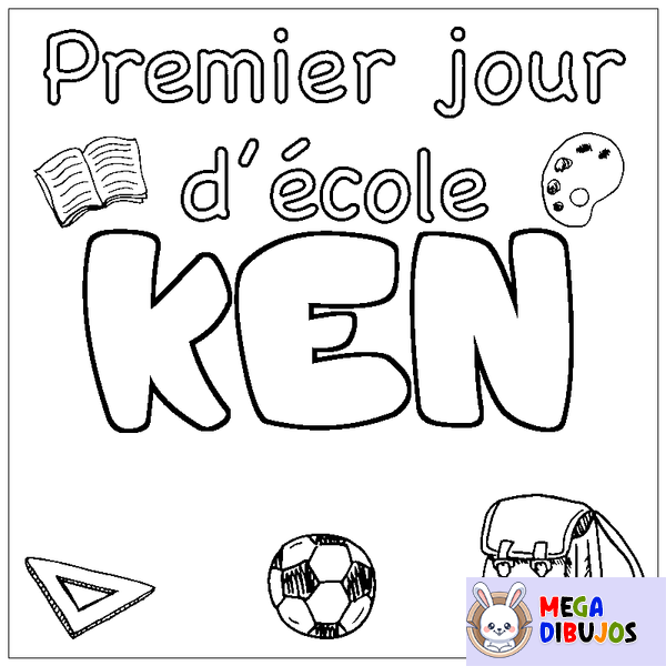 Coloraci&oacute;n del nombre KEN - decorado primer d&iacute;a de escuela