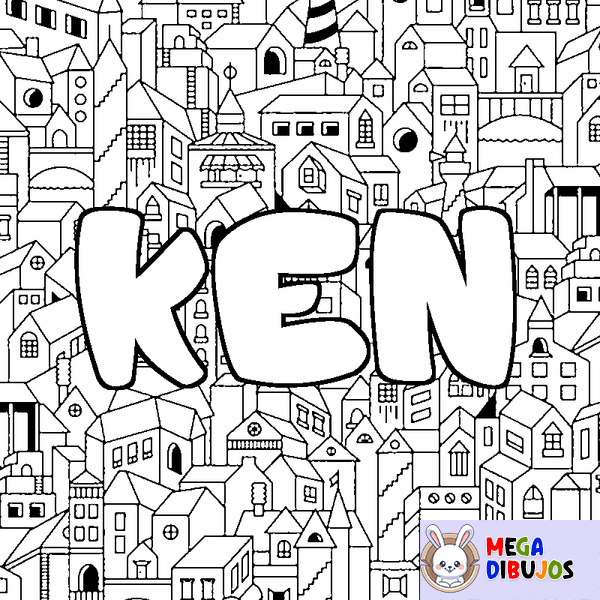 Coloraci&oacute;n del nombre KEN - decorado ciudad