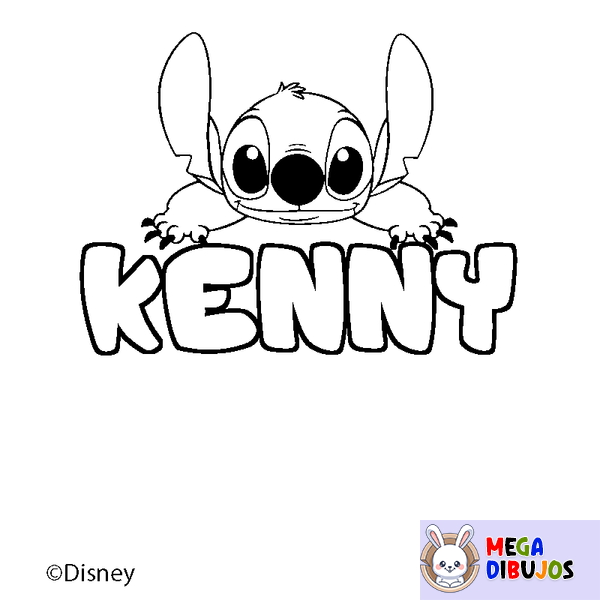 Coloraci&oacute;n del nombre KENNY - decorado Stitch