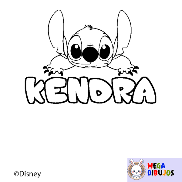Coloraci&oacute;n del nombre KENDRA - decorado Stitch