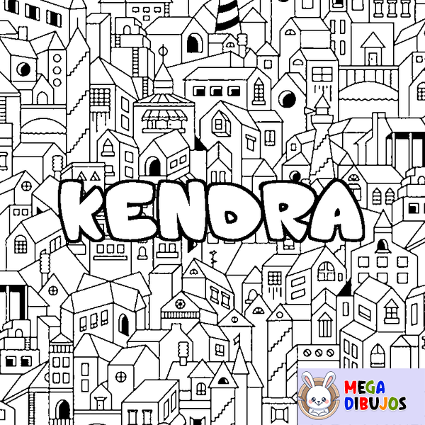 Coloraci&oacute;n del nombre KENDRA - decorado ciudad