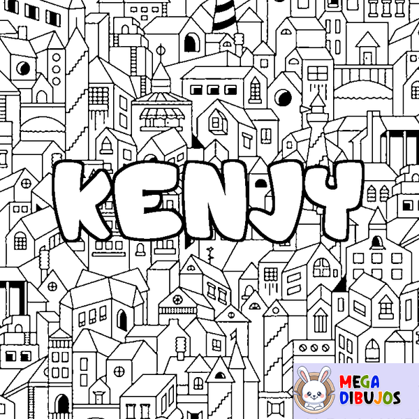 Coloraci&oacute;n del nombre KENJY - decorado ciudad