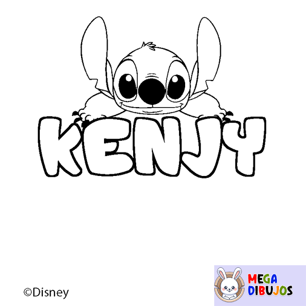 Coloraci&oacute;n del nombre KENJY - decorado Stitch