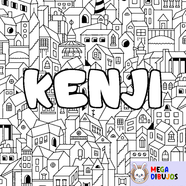 Coloraci&oacute;n del nombre KENJI - decorado ciudad