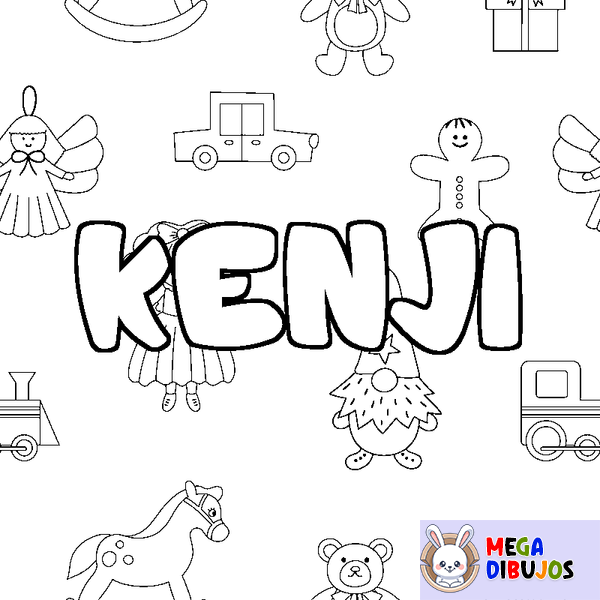 Coloraci&oacute;n del nombre KENJI - decorado juguetes