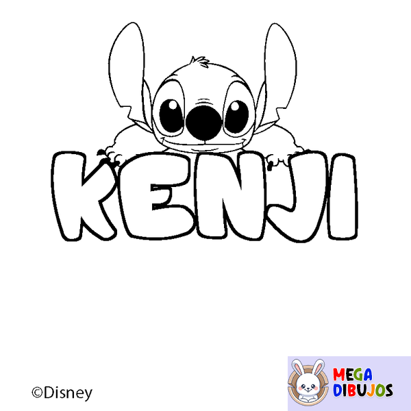 Coloraci&oacute;n del nombre KENJI - decorado Stitch