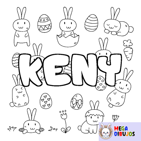 Coloraci&oacute;n del nombre KENY - decorado Pascua