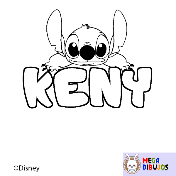 Coloraci&oacute;n del nombre KENY - decorado Stitch
