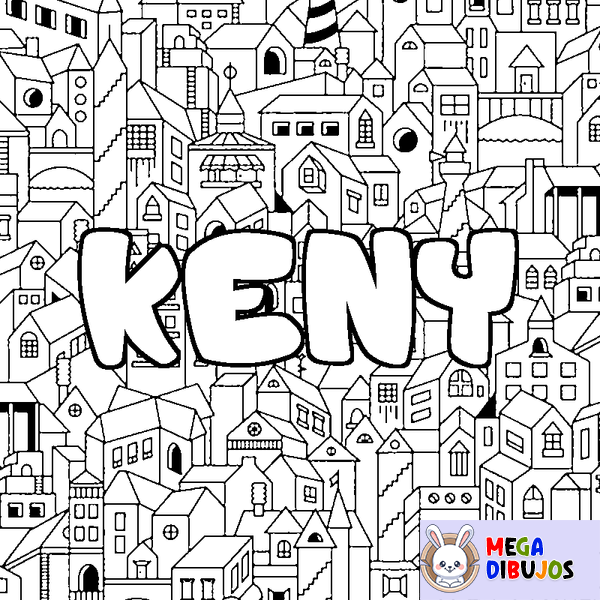 Coloraci&oacute;n del nombre KENY - decorado ciudad