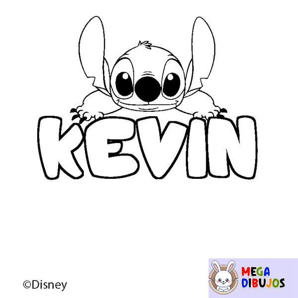Coloraci&oacute;n del nombre KEVIN - decorado Stitch