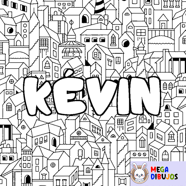 Coloraci&oacute;n del nombre K&Eacute;VIN - decorado ciudad