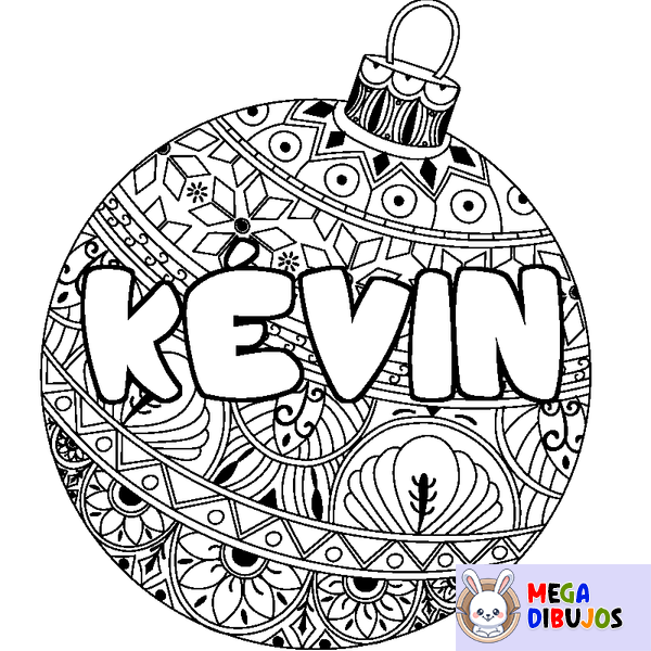 Coloraci&oacute;n del nombre K&Eacute;VIN - decorado bola de Navidad