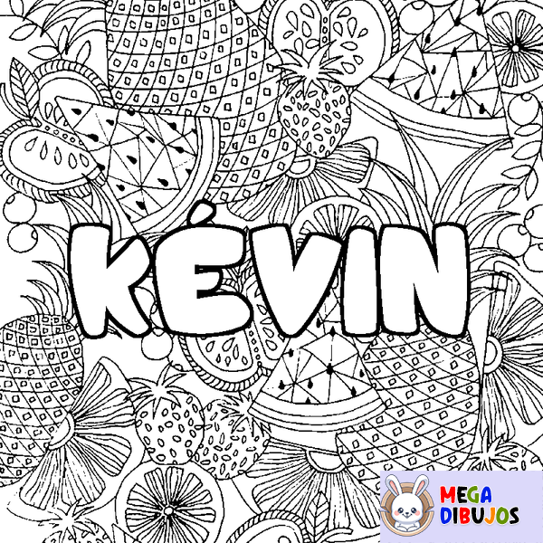 Coloraci&oacute;n del nombre K&Eacute;VIN - decorado mandala de frutas