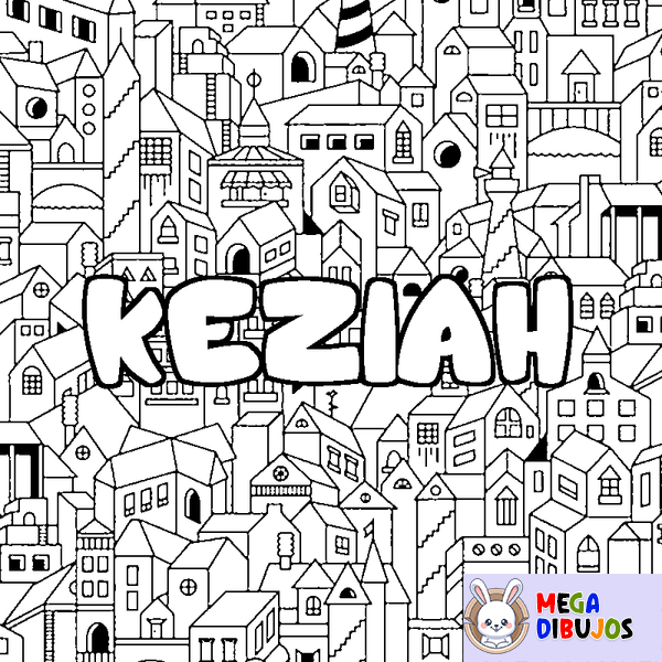 Coloraci&oacute;n del nombre KEZIAH - decorado ciudad