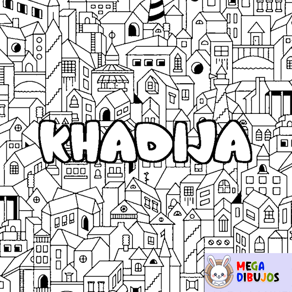 Coloraci&oacute;n del nombre KHADIJA - decorado ciudad
