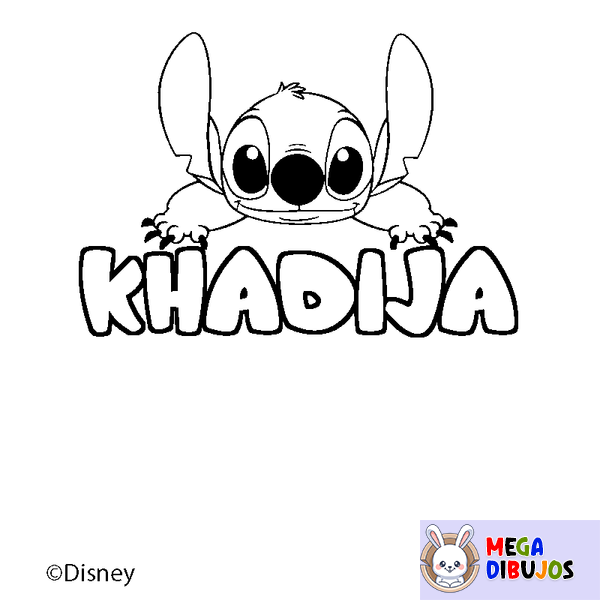 Coloraci&oacute;n del nombre KHADIJA - decorado Stitch