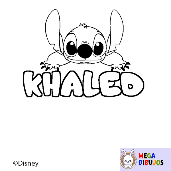 Coloraci&oacute;n del nombre KHALED - decorado Stitch