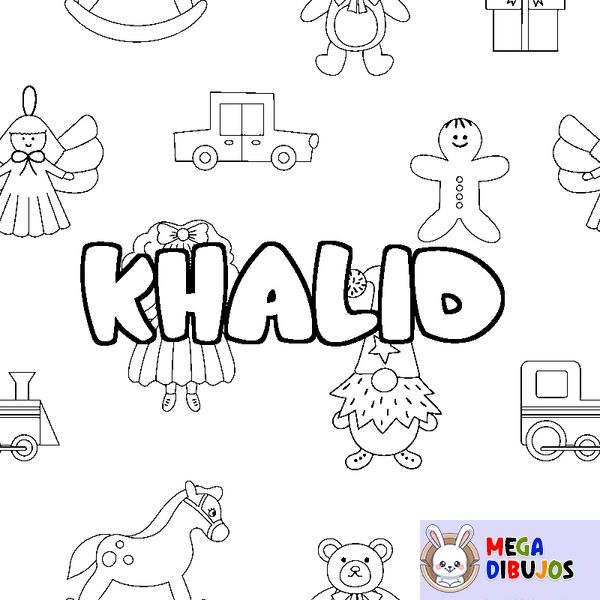 Coloraci&oacute;n del nombre KHALID - decorado juguetes