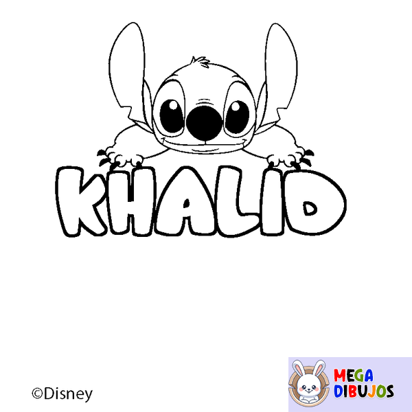 Coloraci&oacute;n del nombre KHALID - decorado Stitch