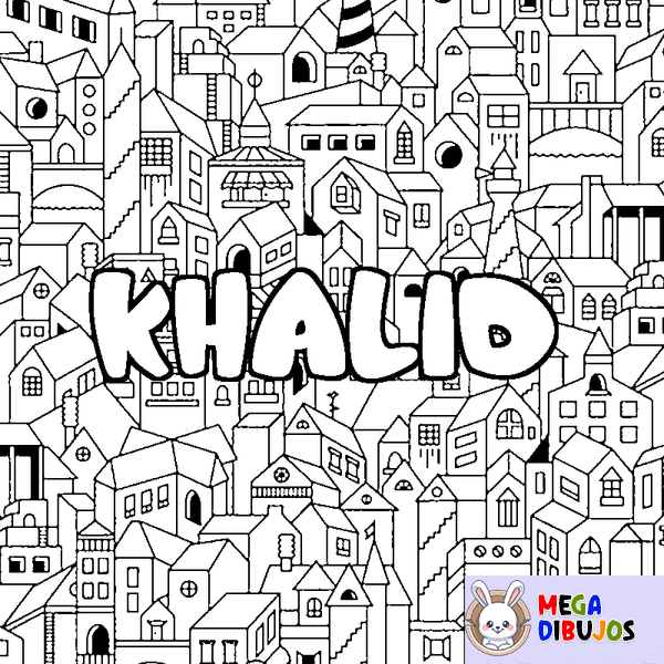 Coloraci&oacute;n del nombre KHALID - decorado ciudad