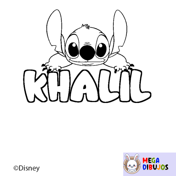 Coloraci&oacute;n del nombre KHALIL - decorado Stitch