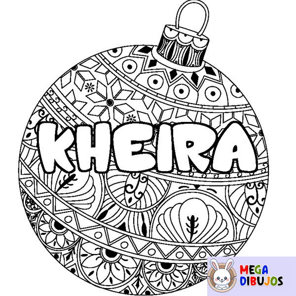 Coloraci&oacute;n del nombre KHEIRA - decorado bola de Navidad