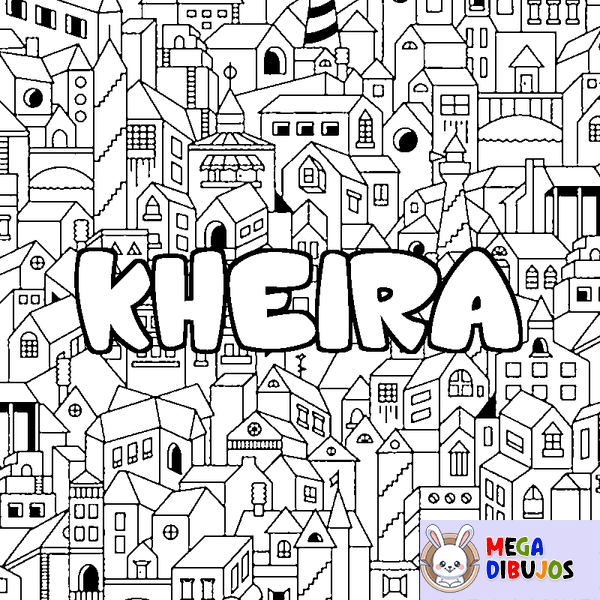 Coloraci&oacute;n del nombre KHEIRA - decorado ciudad