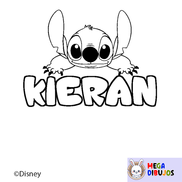 Coloraci&oacute;n del nombre KIERAN - decorado Stitch