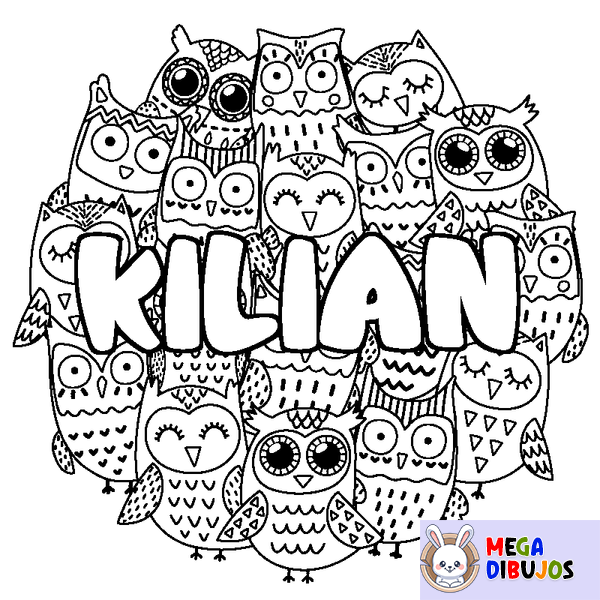 Coloraci&oacute;n del nombre KILIAN - decorado b&uacute;hos