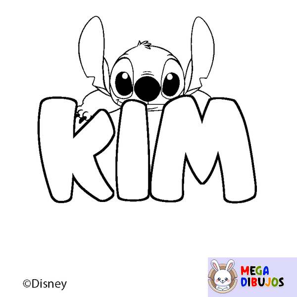 Coloraci&oacute;n del nombre KIM - decorado Stitch