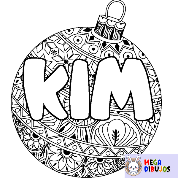 Coloraci&oacute;n del nombre KIM - decorado bola de Navidad